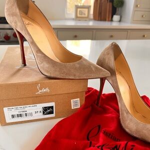 Christian Louboutin tan suede pumps. 7.5. Used.